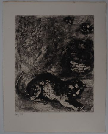 Grabado Chagall - Le chat et les deux moineaux