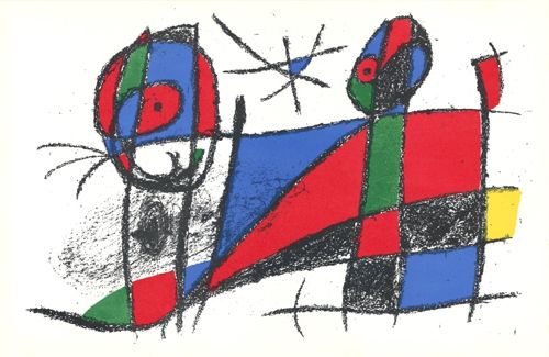 Litografía Miró - Le chat heureux / The Happy Cat