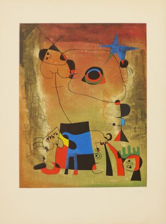Aguatinta Miró (After) - Le chien bleu