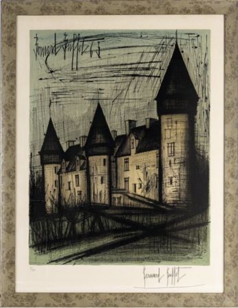 Litografía Buffet - Le château de Culan