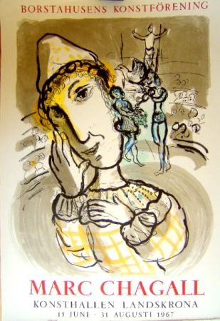 Litografía Chagall - Le cirque au clown jaune