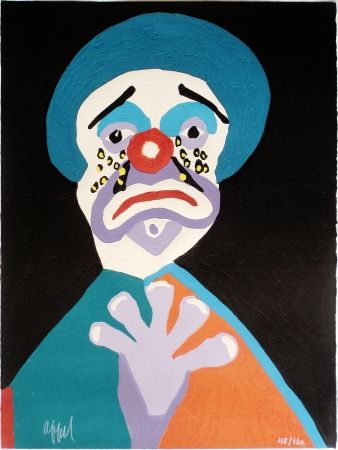 Grabado En Madera Appel - Le Clown aux Larmes d' Or