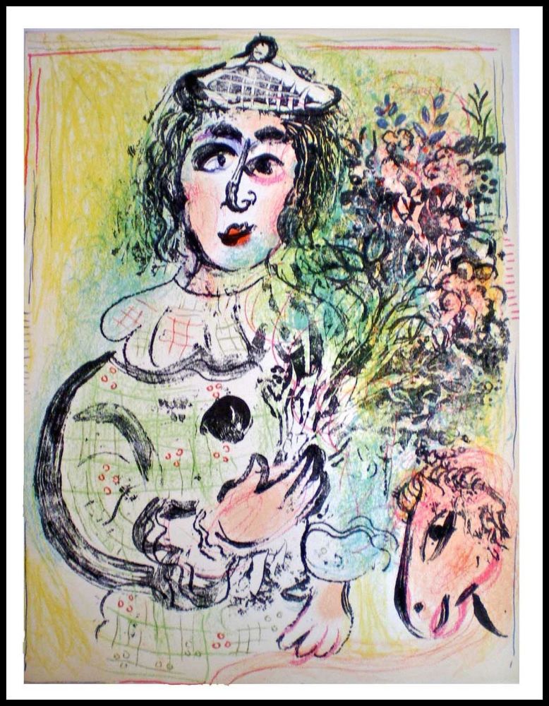 Litografía Chagall - LE CLOWN FLEURI