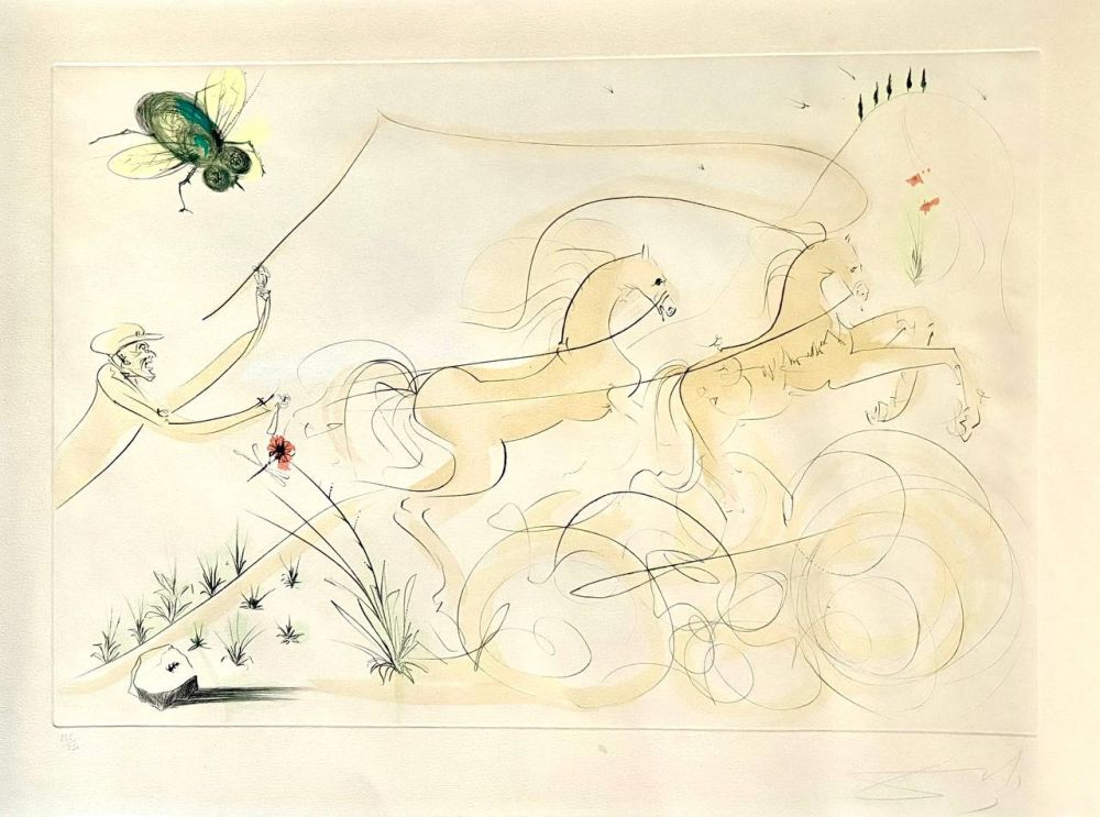 Grabado Dali - Le Coche et la Mouche (Le Bestiaire de La Fontaine) (1974)