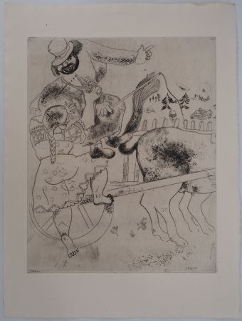 Grabado Chagall - Le cocher qui a perdu son chemin (L'indication de la route)