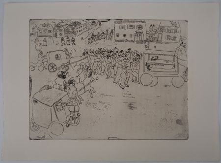 Grabado Chagall - Le convoi funèbre (L'enterrement du procureur)