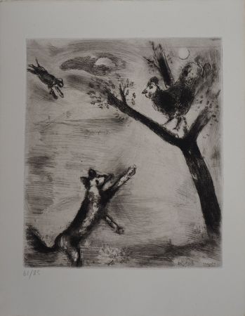Grabado Chagall - Le coq et le renard