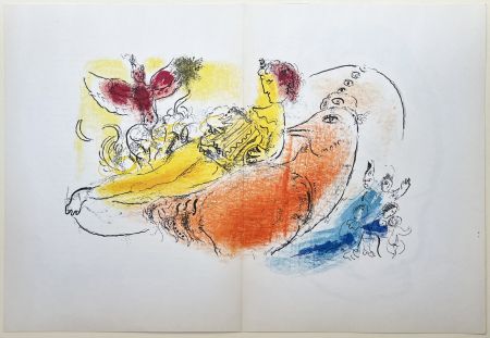 Litografía Chagall - LE COQ ROUGE (The red rooster). Paris 1957