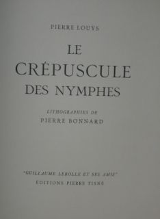 Libro Ilustrado Bonnard - LE CREPUSCULE DES NYMPHES