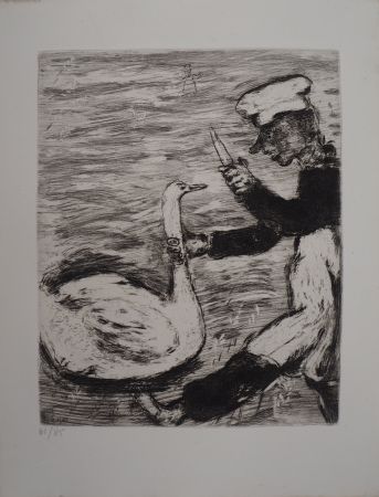 Grabado Chagall - Le cygne et le cuisinier