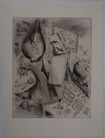 Grabado Chagall - Le désordre (La chambre de Pliouchkine)