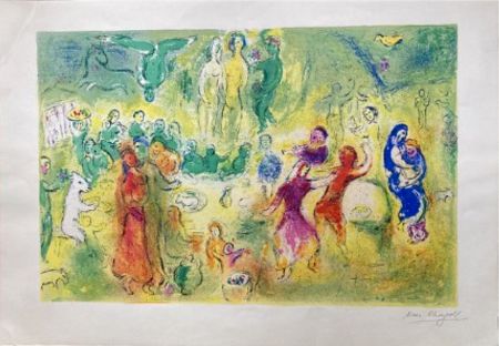 Litografía Chagall - LE FESTIN NUPTIAL ((Wedding Feast). Épreuve signée (Daphnis & Chloé - 1961)