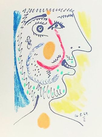 Litografía Picasso (After) - Le Goût du Bonheur - Portrait d’un homme barbu (1964)