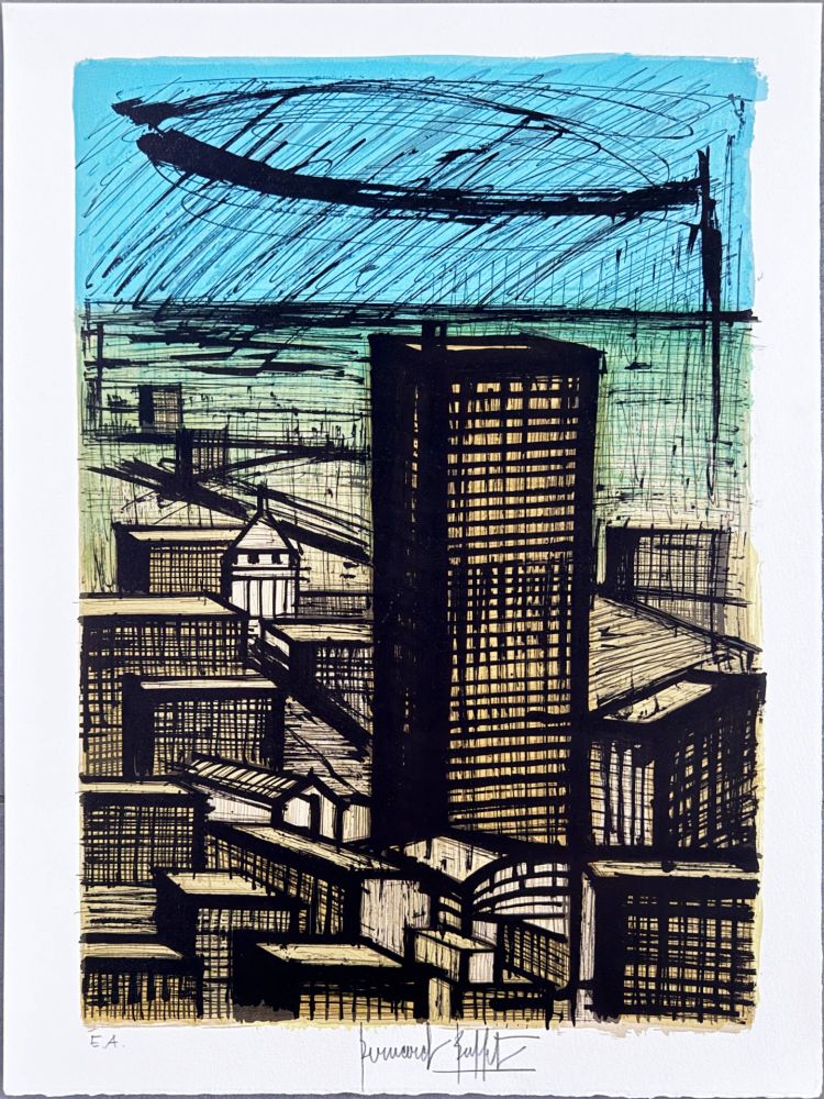 Litografía Buffet - Le grand bâtiment à Tokyo