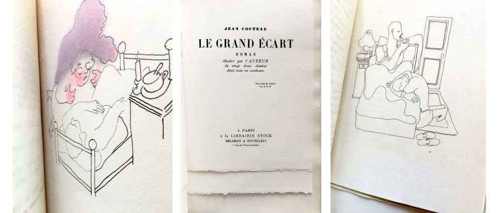 Libro Ilustrado Cocteau - LE GRAND ÉCART. Roman illustré par l'auteur de vingt deux dessins dont onze en couleurs.