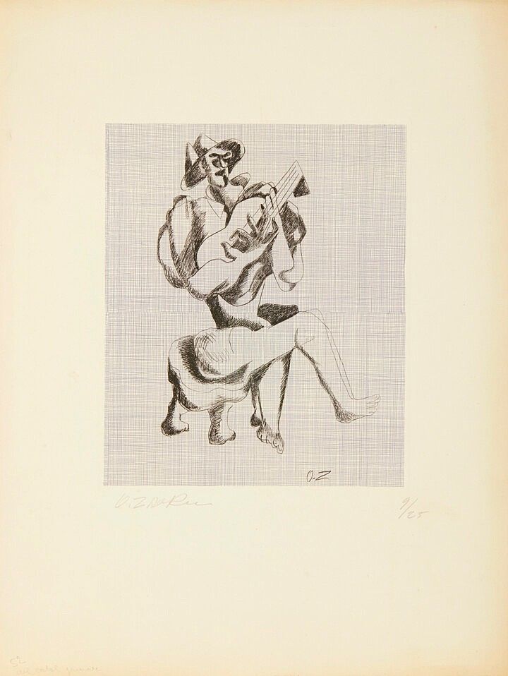 Aguafuerte Zadkine - Le guitariste