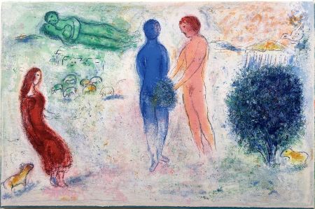 Litografía Chagall - LE JUGEMENT DE CHLOÉ (de la suite Daphnis et Chloé - 1961)