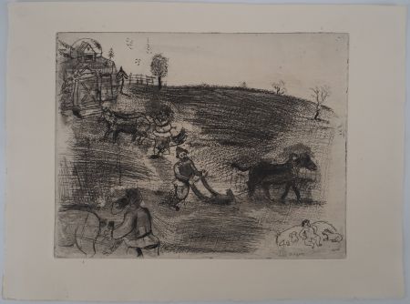 Grabado Chagall - Le labourage