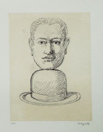 Aguafuerte Y Aguatinta Magritte - Le lien de paille (Man with a Bowler Hat)