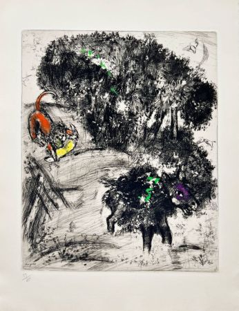 Aguafuerte Chagall - Le Lion et l'âne à la chasse