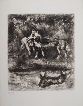 Grabado Chagall - Le loup et l'agneau