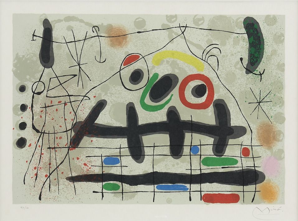 Litografía Miró - Le lézard aux plumes d' or