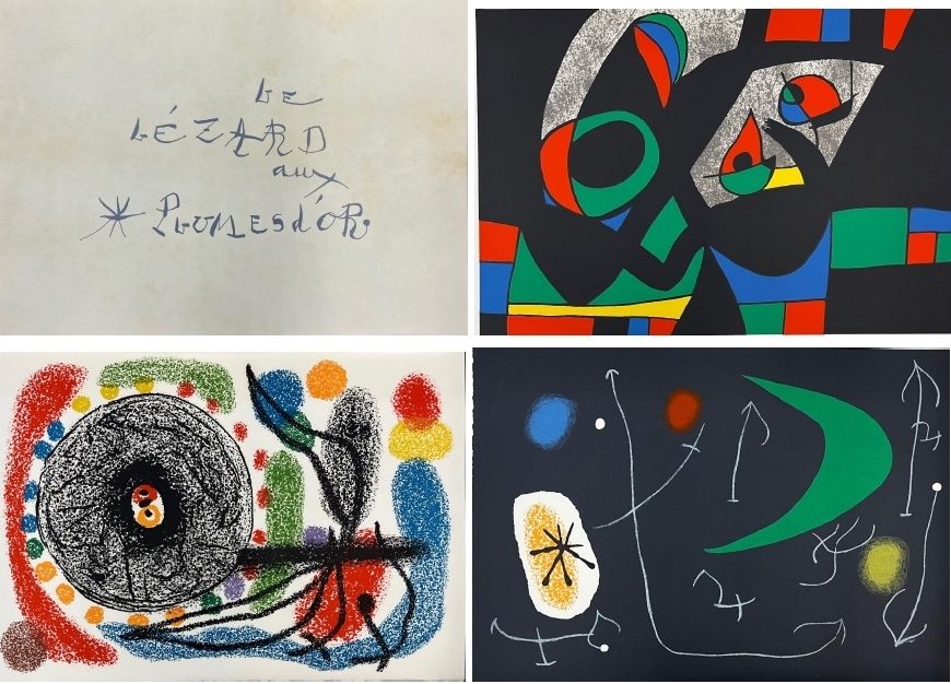 Litografía Miró - Le lézard  aux plumes d`or
