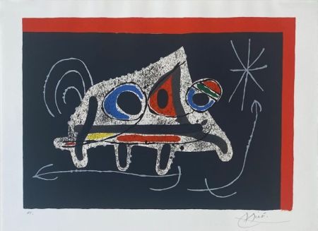 Litografía Miró - Le lézard aux plumes d'or 