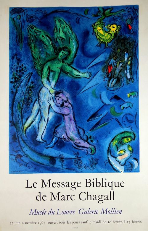 Litografía Chagall - Le Message Biblique Musee du Louvre Galerie Mollien