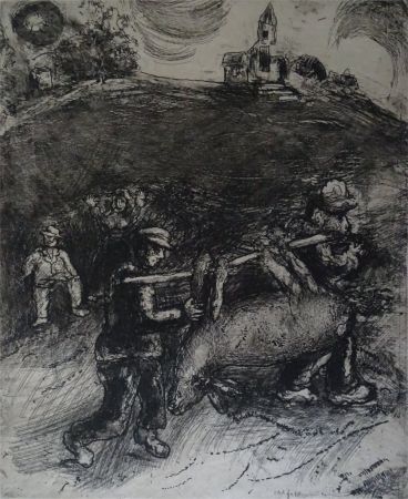 Aguafuerte Chagall - Le Meunier, son fils  et l'Ane