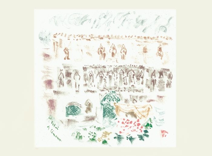 Litografía Masson - Le Palais de Cimarosa (Voyage à Venise)