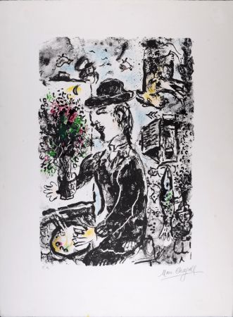Litografía Chagall - Le Peintre au Chapeau, 1983 - Hand-signed!