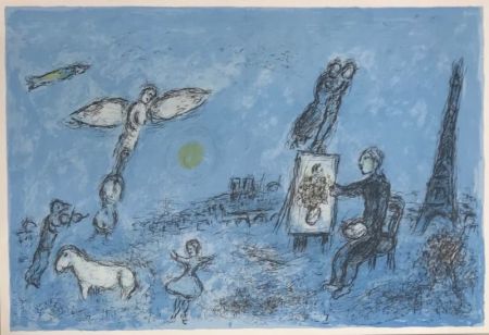 Litografía Chagall - Le peintre et son double 