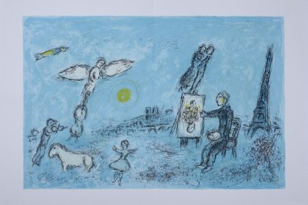Litografía Chagall - Le peintre et son double