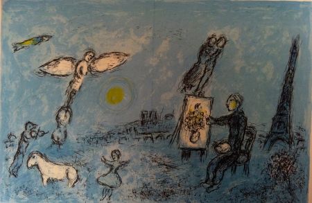 Litografía Chagall - Le peintre et son double