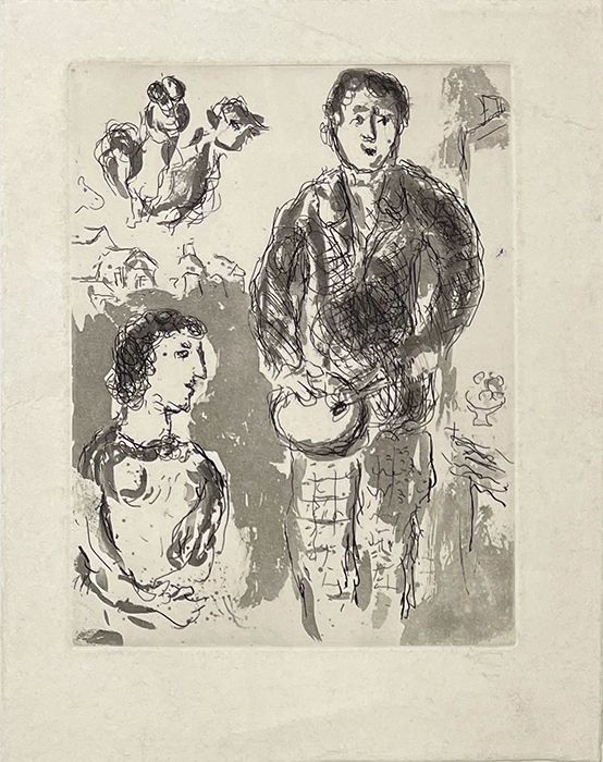 Grabado Chagall - Le peintre et son modèle