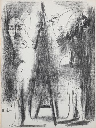 Litografía Picasso - Le Peintre et Son Modèle, 1964.