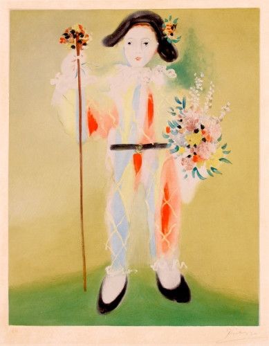 Litografía Picasso - Le petit pierrot aux fleurs 