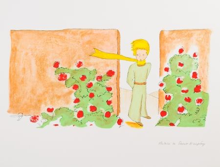 Litografía Saint-Exupéry - Le Petit Prince dans le jardin des roses