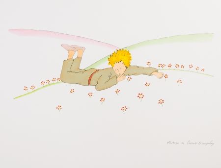 Litografía Saint-Exupéry - Le Petit Prince parmi les fleurs