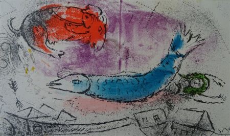 Litografía Chagall - Le Poisson bleu