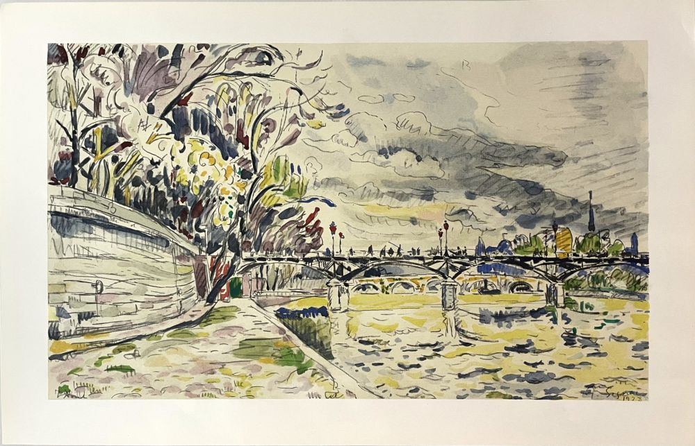 Litografía Signac - Le Pont des Arts, Automne (Paris)