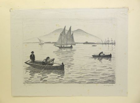 Litografía Marquet - Le Port de Naples, 1926. Signé et numérotée. 