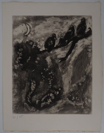 Grabado Chagall - Le renard en chasse (Le renard et les poulets d'Inde) 