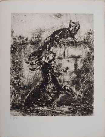 Grabado Chagall - Le renard et le bouc