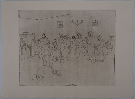 Grabado Chagall - Le rendez-vous des hommes (Les témoins)