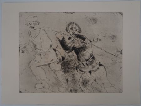 Grabado Chagall - Le retour de pêche (Les haleurs)