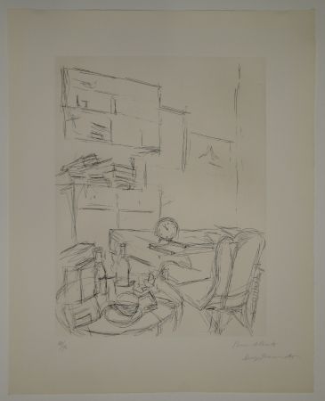Aguafuerte Giacometti - Le Réveil dans la chambre rue Hippolyte Maindron / Le Réveille-matin (The Alarm Clock). 