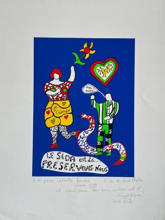 Serigrafía De Saint Phalle - Le Sida est là… préservons-nous 