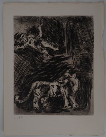 Grabado Chagall - Le singe et le léopard